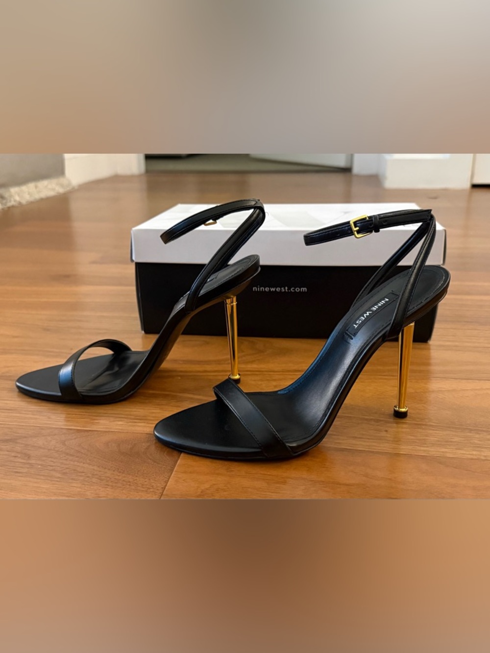 Nine West Black Heels with Gold Stiletto